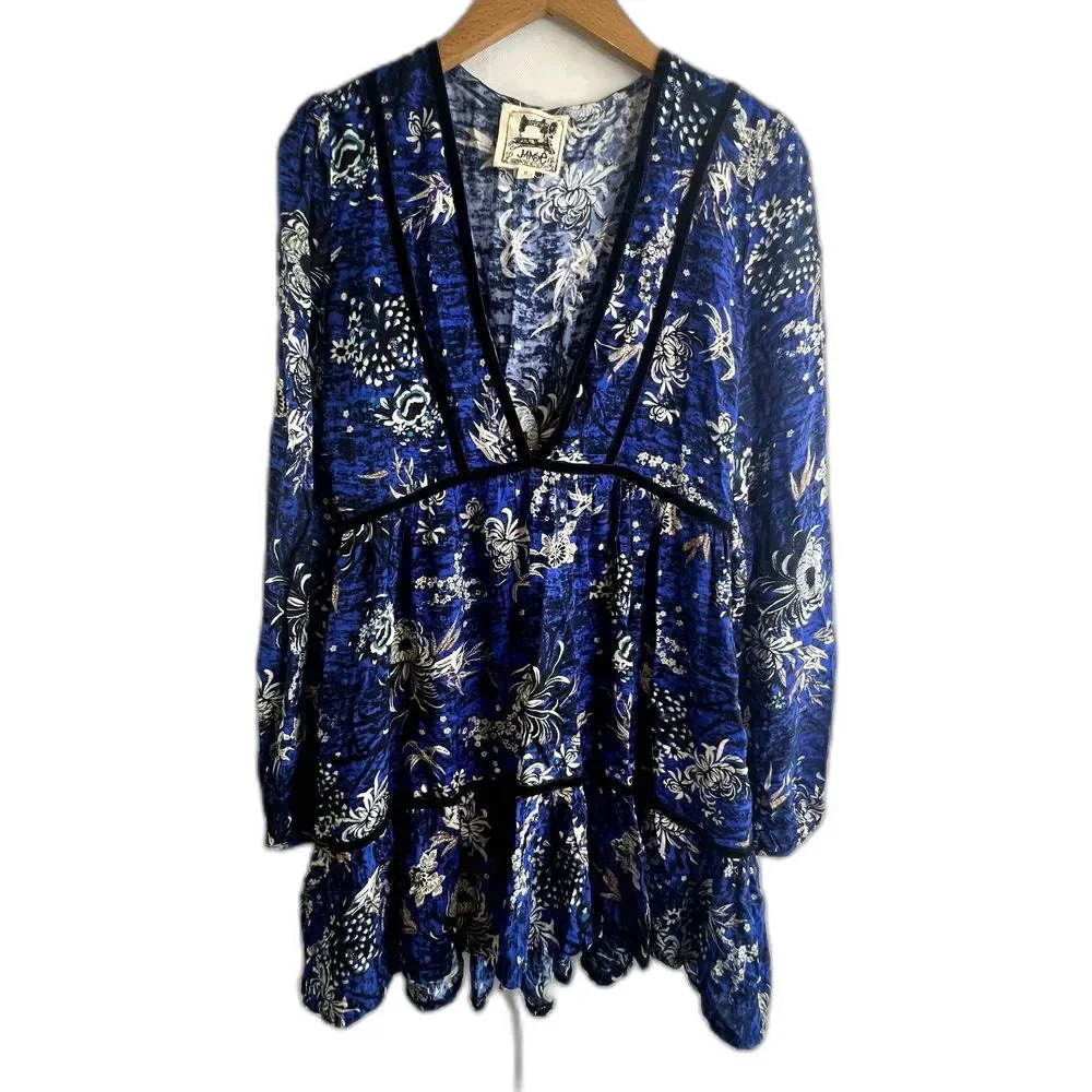Jaase Moonlight Blue Jessie Short Floral Dress Size Small